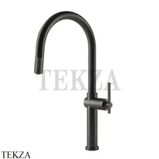 Gessi KITCHEN Habito Смеситель для кухни однорычажный с лейкой 60672-707, Black Metal Brushed PVD