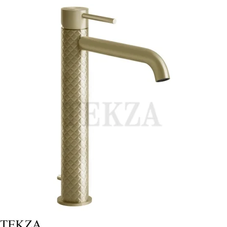 Gessi 316 INTRECCIO Смеситель для раковины, длинный излив с донным клапаном 54103-727, Brushed Brass PVD