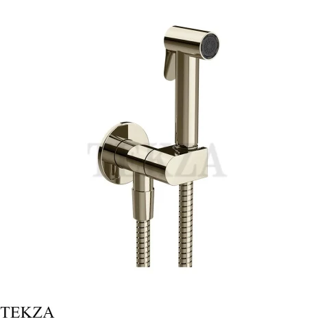 Gessi Гигиенический душ с запорным узлом, выводом воды и держателем 45226-720, никель глянец