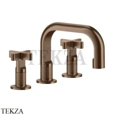 Gessi INCISO+ Смеситель для раковины на 3 отверстия, с донным клапаном 58111-708, Copper Brushed