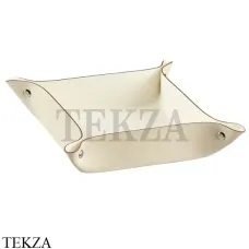 ADJ Мелочница квадратная, натуральная кожа 109.16/10, панна-котта/белый