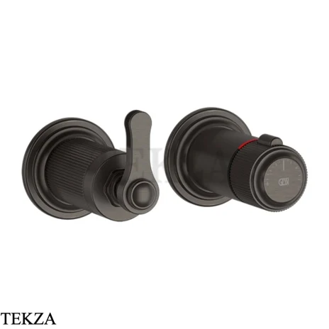 Gessi VENTI20 Термостат для душа, 2 потока, внешняя часть 65235-707, Black Metal Brushed PVD