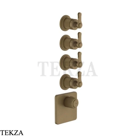Gessi VENTI20 Термостат для душа, 4 потока, внешняя часть 65210-713, Antique Brass