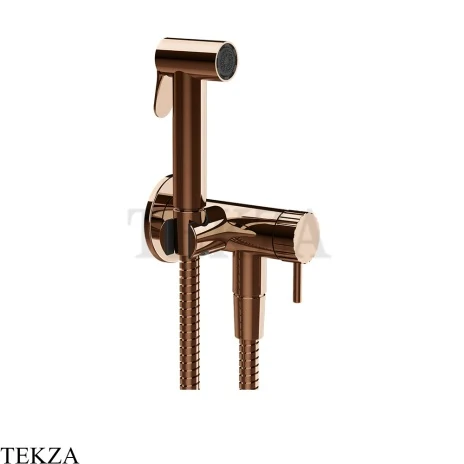 Gessi Incastri Гигиенический душ с запорным узлом, выводом воды и держателем 75527-030, медь глянец