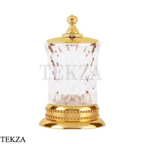 Boheme Imperiale Ёмкость для ватных дисков с крышкой, хрусталь 10415, золото глянец