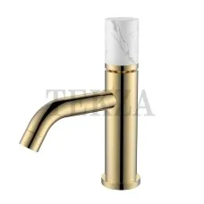 Boheme Stick Смеситель для раковины, без донного клапана Stick 121-G-MR-W Gold MRAMOR White