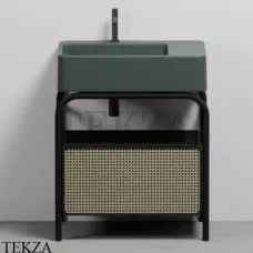 CIELO MARCEL Консоль напольная с ящиком Tinto nero, раковина Muschio