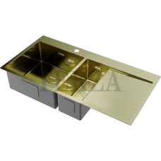 Omoikiri Akisame 100-2-L Кухонная мойка нерж. сталь две чаши 4973089 светлое золото Omoikiri Akisame 100-2-L Кухонная мойка нерж. сталь две чаши 4973089 светлое золото