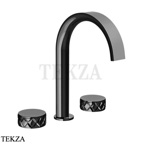 Gessi Pelle Tresse Смеситель для раковины на 3 отв., без гарнитура 78013-706, Black Metal PVD