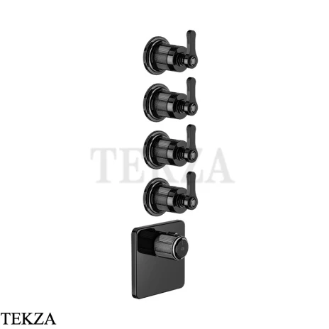 Gessi VENTI20 Термостат для душа, 4 потока, внешняя часть 65210-706, Black Metal PVD
