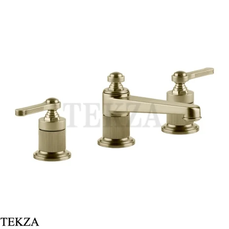 Gessi VENTI20 Смеситель для раковины на 3 отверстия низкий, с донным клапаном 65011-727, Brushed Brass PVD