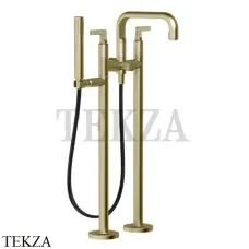 Gessi INCISO Смеситель для ванны напольный, с душевым гарнитуром 58029-727, Brushed Brass