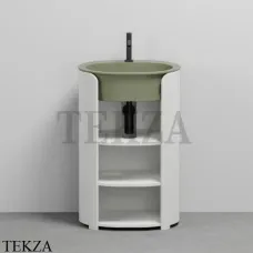 CIELO I Catini Tiberino Тумба отдельностоящая CAMTL, с 3-мя полками, слив в стену, белый-Agave CIELO I Catini Tiberino Тумба отдельностоящая CAMTL, с 3-мя полками, слив в стену, белый-Agave