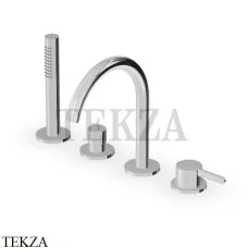 Zucchetti Isy22 Смеситель на борт ванны с душевым гарнитуром ZIS532, хром глянец