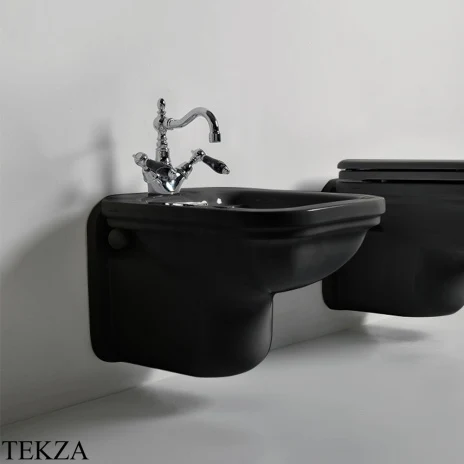Kerasan Waldorf Биде подвесное с 1 отв. под смеситель 55х37см, 4125K4 nero/cr *1. чёрный глянец-хром