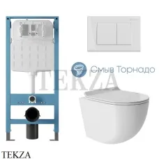 Aqueduto OVO Комплект унитаза торнадо c инсталляцией, кнопка белый глянец AQDS094T Белый глянец