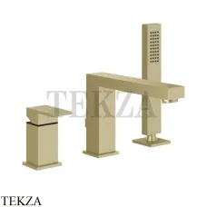 Gessi Rettangolo Смеситель на борт ванны с переключением на душ 20037-727, Brushed Brass