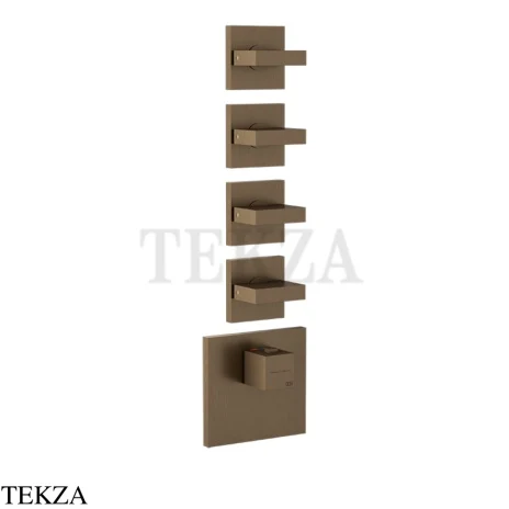 Gessi Rettangolo Wellness Термостат 4 выхода, внешняя часть 43218-761, Coffee Bronze Brushed PVD