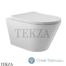 Aqueduto CONE Унитаз подвесной безободковый торнадо, сиденье c микролифтом CONT2110, Белый глянец