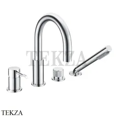 Boheme Uno Смеситель врезной на борт ванны с душевым гарнитуром Uno 460-CR Хром глянец