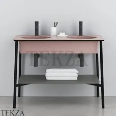 CIELO CATINO DOPPIO Консоль с двойной керамической раковиной, Cipria-черный