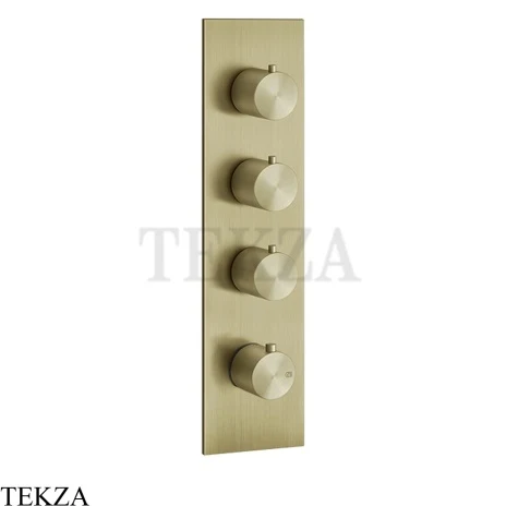 Gessi 316 WELLNESS Термостат 3 выхода на планке, внешняя часть 54516-727, Brushed Brass PVD