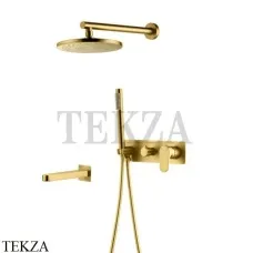 Boheme SPECTRE Смеситель для душа с изливом, ручной душ, верхняя лейка 454-2-G, Золото глянец