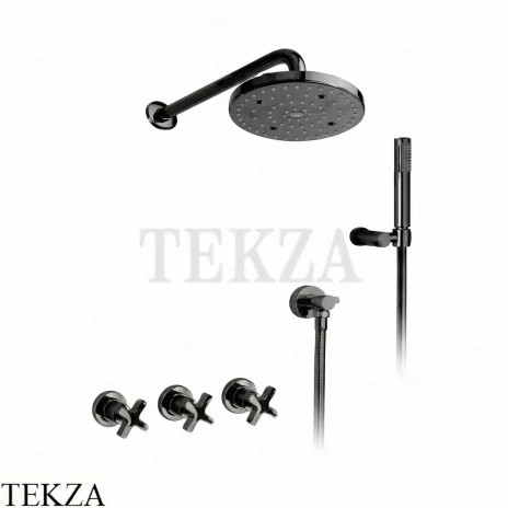 Nicolazzi Monte Croce Душевой комплект, смеситель, верхний душ, ручной душ 2233EXTBN27, Black Nickel