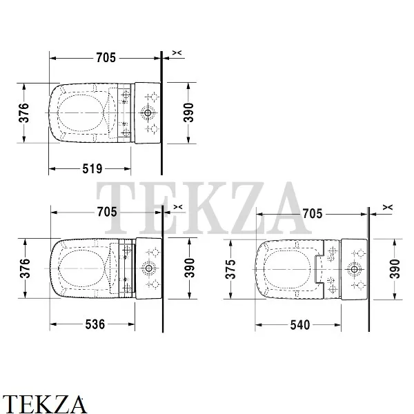 Duravit DuraStyle Унитаз чаша комбинированный 2156590000 для сиденья SensoWash®, белый глянец