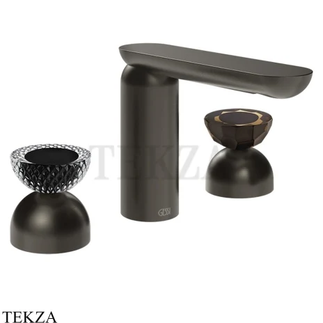 Gessi Perle Смеситель для раковины на 3 отв., без гарнитура 74786-707, black хром Brush
