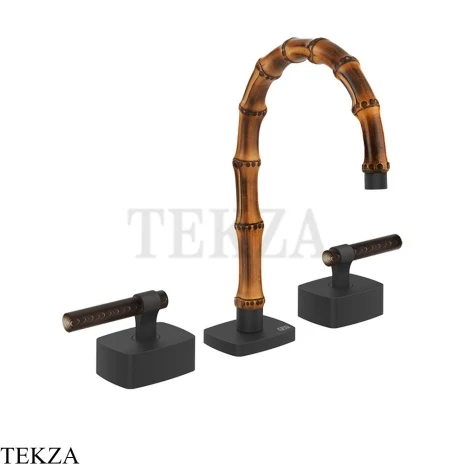 Gessi Jacqueline Смеситель для раковины на 3 отв., без донного клапана 77211-299, черный матовый