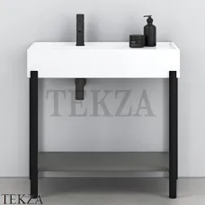 CIELO Plinio 85 Консоль с керамической раковиной и полкой, белый-черный