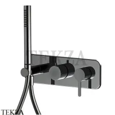 FIMA Carlo Frattini SNAP Смеситель для душа с гарнитуром, внешняя часть F3129WX2CS, Brushed black chrome