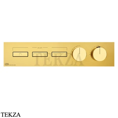 Gessi HI-FI Термостатический смеситель на 3 потока, внешняя часть 63014-246, золото глянец