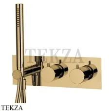 FIMA Carlo Frattini Spillo UP Термостат  для душа, 2 потока, с гарнитуром, внешняя часть F3049WX3OS, Brushed gold