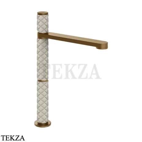 Gessi Pelle Tresse Смеситель для раковины высокий, без гарнитура 78204-448, Crème/ Deep Bronze Br. PVD