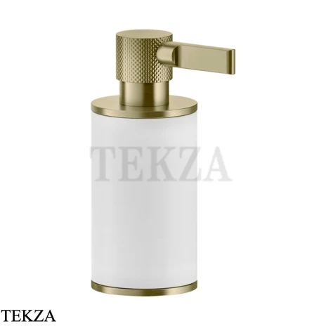 Gessi INCISO accessories Дозатор настольный для жидкого мыла, белый 58537-727, Brushed Brass