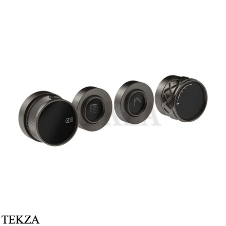 Gessi Pelle Tresse Термостат для душа на 2 потока, внешняя часть, 78134-707, Black Metal Brushed PVD