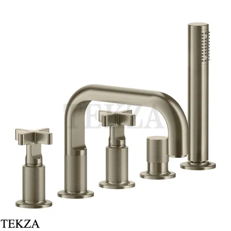 Gessi INCISO+ Смеситель на борт ванны с гарнитуром 58140-149, Finox Brushed Nickel