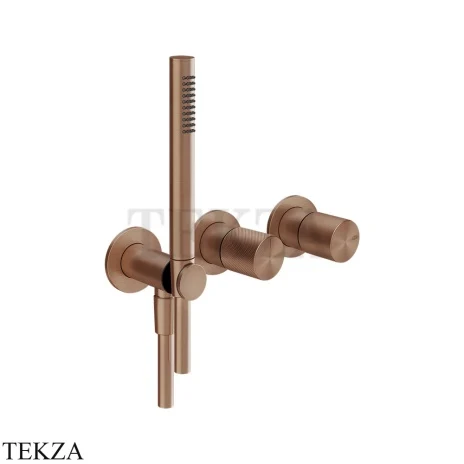 Gessi Habito DIAMANTATO Смеситель для душа с гарнитуром, внешняя часть 70638-708, Copper Brushed PVD