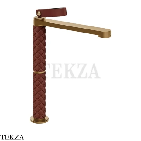 Gessi Pelle Laccetto Смеситель для раковины высокий, с донным клапаном, 78453-431, Red Cherry/ Bronze Br. PVD