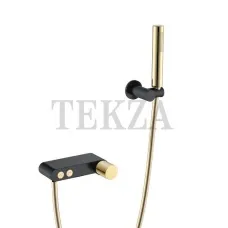Boheme Stick Смеситель для ванны с изливом и гарнитуром Stick 123-BG.2 Black TOUCH Gold