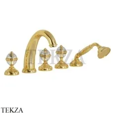 Migliore Cristalia SWAROVSKI Смеситель на борт ванны, с гарнитуром 27182, золото глянец