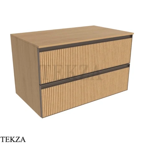 Flaminia Cubika тумба под раковину подвесная 85×50×50 см, 2 ящика, натуральный дуб Rovere Naturale Greca