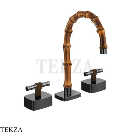Gessi Jacqueline Смеситель для раковины на 3 отв., без донного клапана 77013-706, black хром глянец