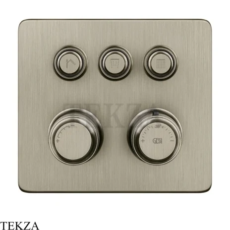Gessi VENTI20 Термостатический смеситель на 3 потока, внешняя часть 65234-149, Finox Brushed Nickel
