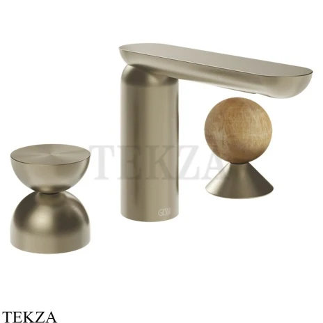 Gessi Perle Смеситель для раковины на 3 отв., без гарнитура 74938-149, нерж. сталь Brush / никель Brushed