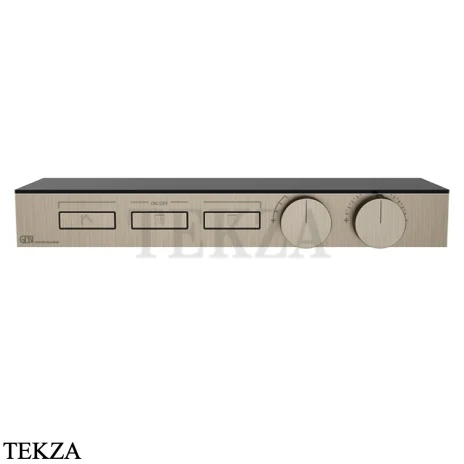 Gessi HI-FI Термостатический смеситель с полочкой, на 3 потока, внешняя часть 63024-149, нерж. сталь Brush / никель Brushed