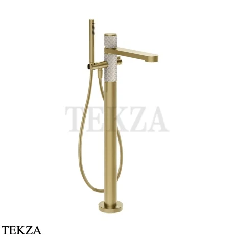 Gessi Pelle Tresse Смеситель для ванны напольный, с гарнитуром, 78228-435, Crème/ Brass Br. PVD