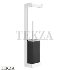 Gessi Rettangolo Стойка настенная с бумагодержателем и ершиком, черный 20868-031, хром глянец